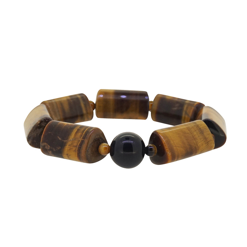 Geometric Tiger Eye with Black Onyx 12mm - Gaea