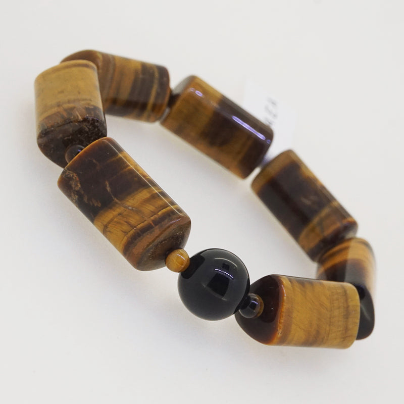 Geometric Tiger Eye with Black Onyx 12mm - Gaea