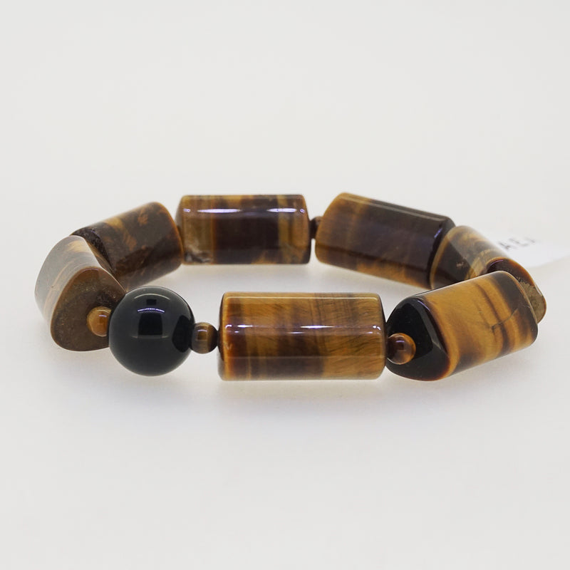 Geometric Tiger Eye with Black Onyx 12mm - Gaea