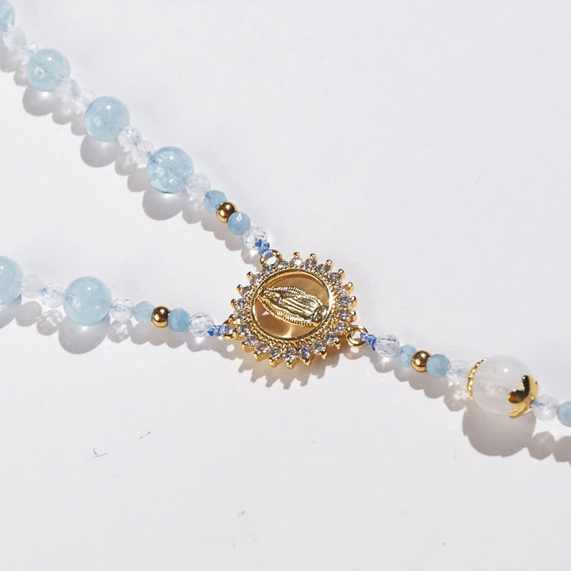 A-Grade Aquamarine and Moonstone Rosary - GAEA