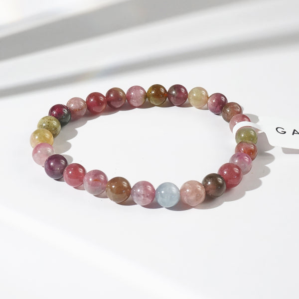 Watermelon and Multicolored Tourmaline 6mm - Gaea