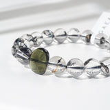 Polished Moldavite with A-Grade Herkimer Diamond 10mm - Gaea