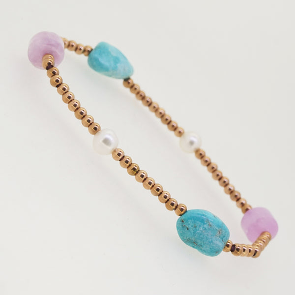 Turquoise, Kunzite, and Freshwater Pearl - Gaea