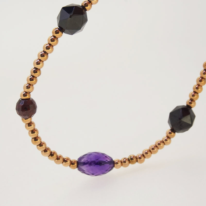 Amethyst, Almandine Garnet, and Black Spinel - Gaea