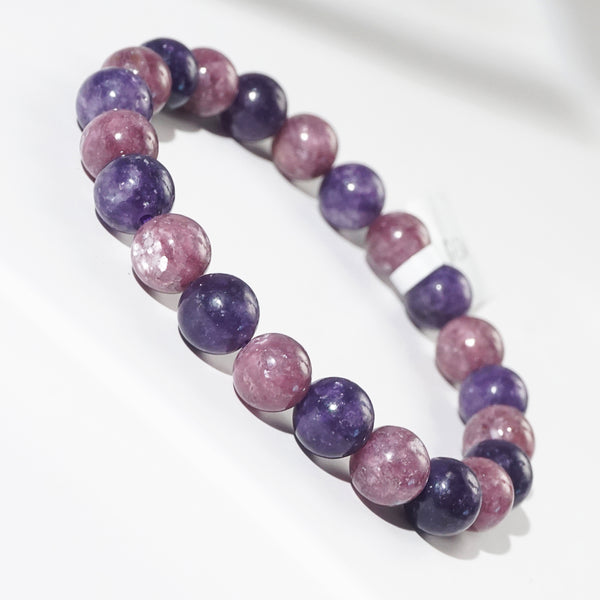 A-Grade Deep Purple and Pink Lepidolite 8mm - Gaea