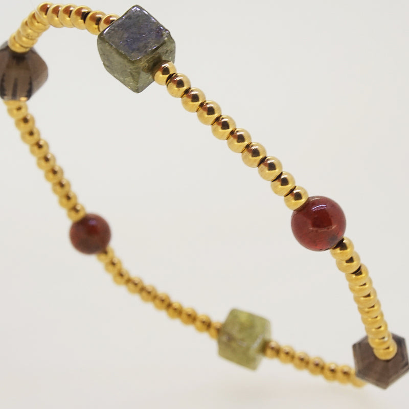 Smoky Quartz, African Green Garnet, and Hessonite Garnet - Gaea