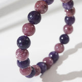 A-Grade Deep Purple and Pink Lepidolite 8mm - Gaea