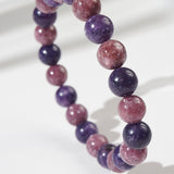 A-Grade Deep Purple and Pink Lepidolite 8mm - Gaea