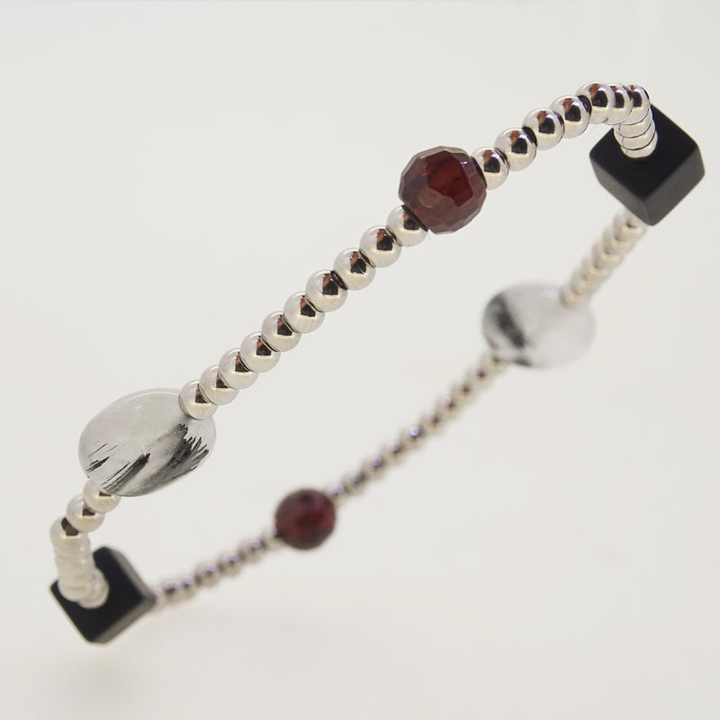 Black Onyx, Almandine Garnet, and Black Tourmalinated Quartz - Gaea