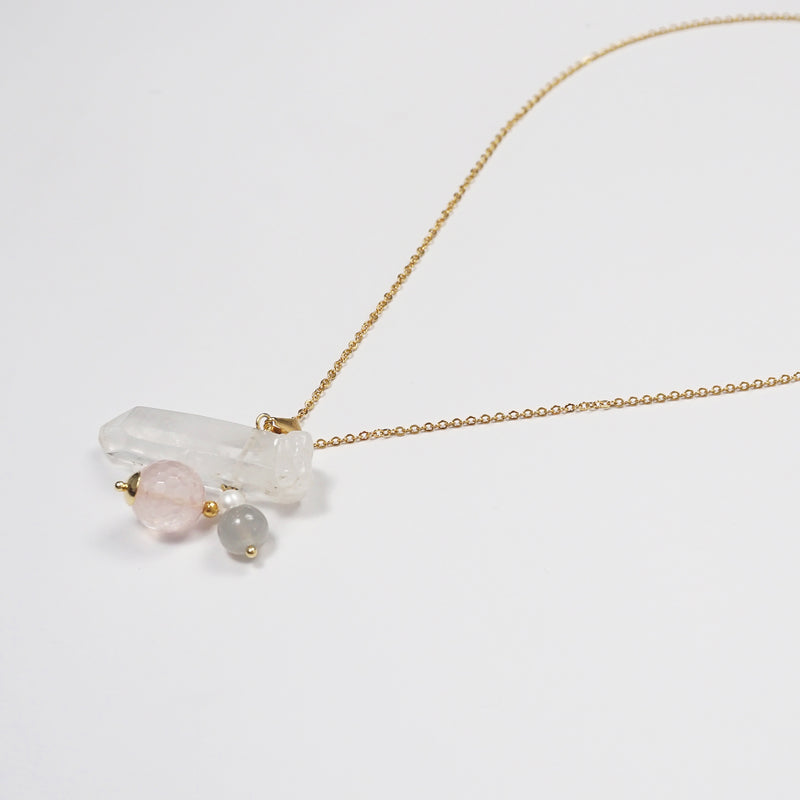 Clear Quartz, Rose Quartz, Gray Moonstone, and Freshwater Pearl - Gaea | Crystal Jewelry & Gemstones (Manila, Philippines)