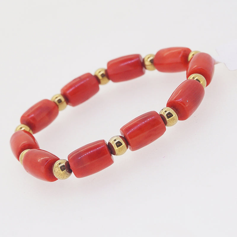 Japanese Red Coral Barrel with Hematite (For Baby) - Gaea | Crystal Jewelry & Gemstones (Manila, Philippines)