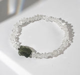 Raw Moldavite with Herkimer Diamond - Gaea