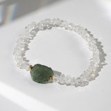 Raw Moldavite with Herkimer Diamond - Gaea