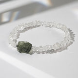 Raw Moldavite with Herkimer Diamond - Gaea