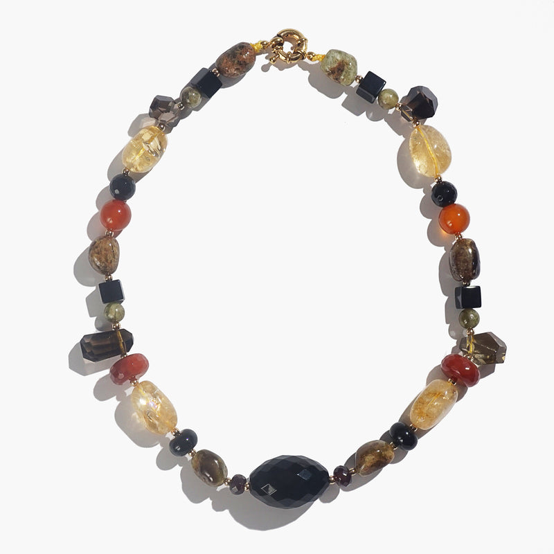 Citrine, Onyx, Black Agate, Garnet, Carnelian, Gold-Plated Hematite - Gaea