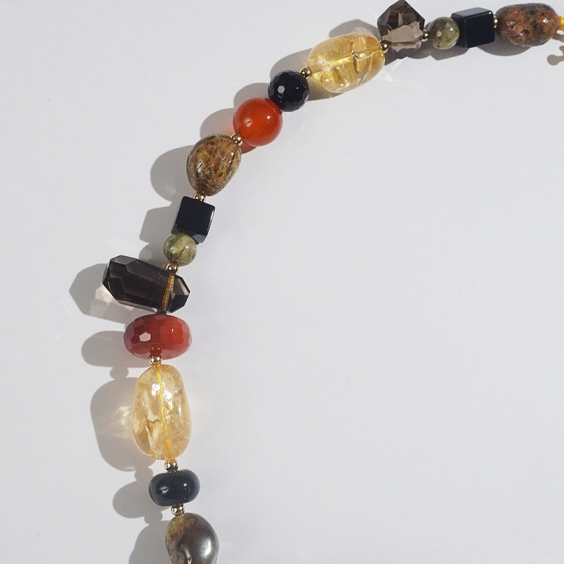 Citrine, Onyx, Black Agate, Garnet, Carnelian, Gold-Plated Hematite - Gaea