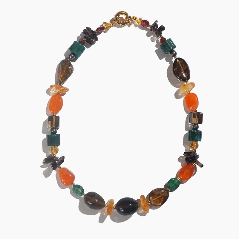 Topaz, Citrine, Kyanite, Chalcedony, Garnet and Gold-Plated Hematite - Gaea