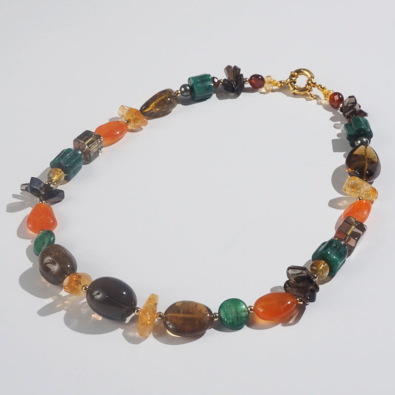 Topaz, Citrine, Kyanite, Chalcedony, Garnet and Gold-Plated Hematite - Gaea