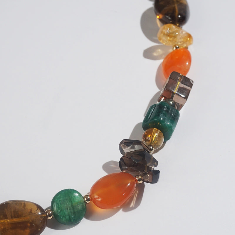 Topaz, Citrine, Kyanite, Chalcedony, Garnet and Gold-Plated Hematite - Gaea