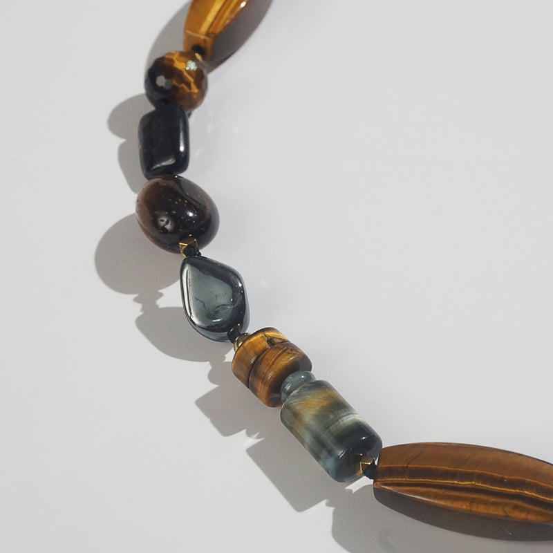 Tiger Eye, Hypersthene, Gold-Plated Hematite - Gaea