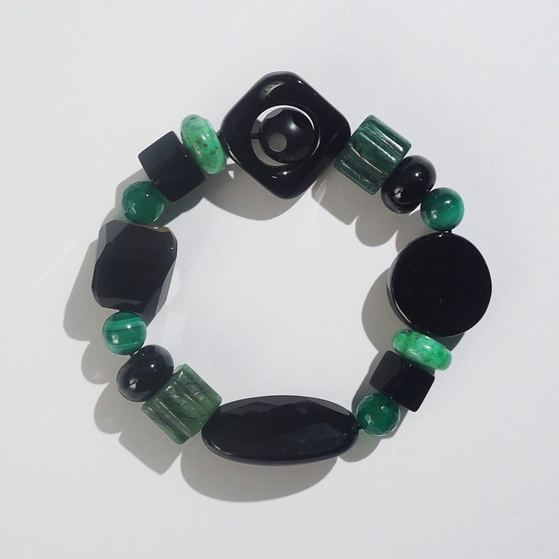 Black Onyx, Malachite, and Green Jasper Mixed Gemstones - Gaea