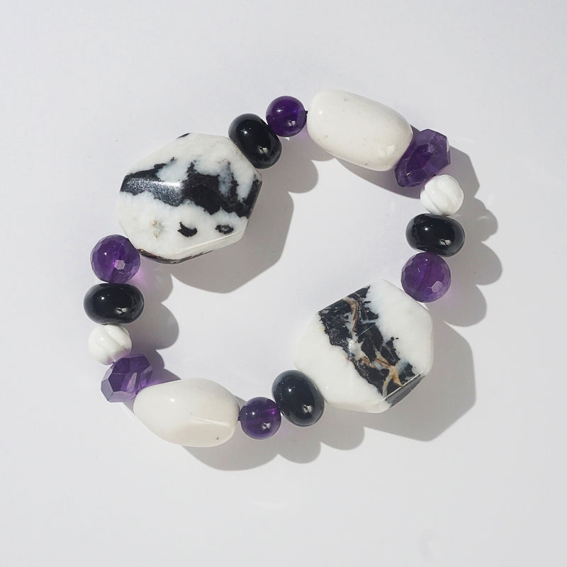 Zebra Jasper, Black Onyx, and Amethyst and Mixed Gemstones - Gaea