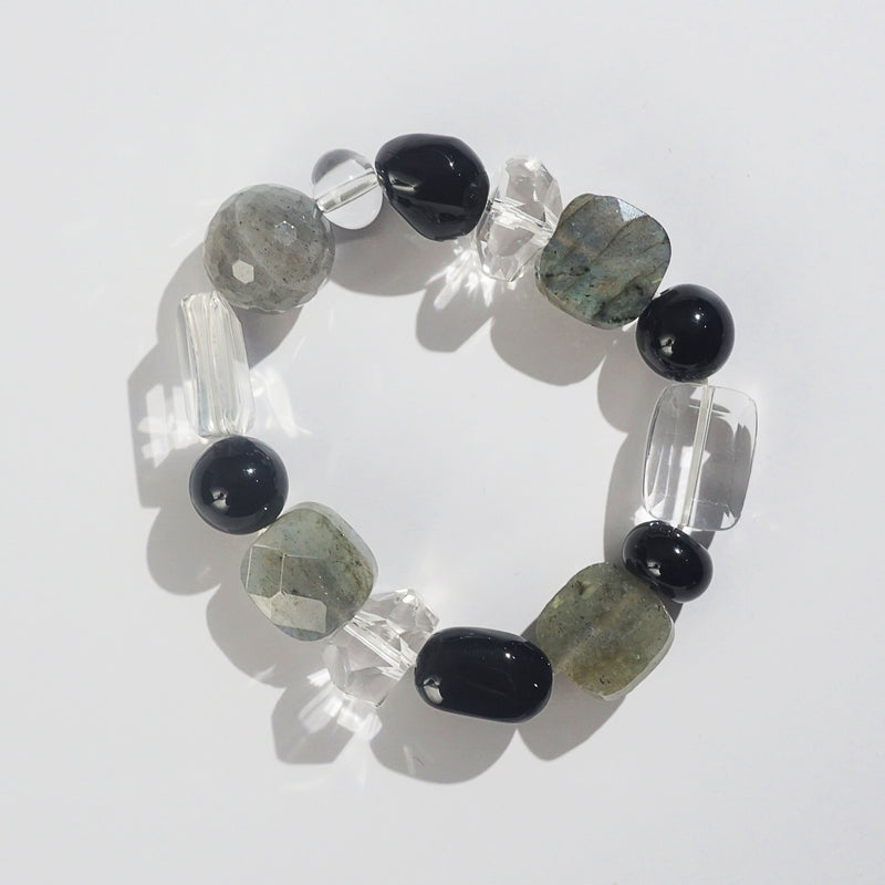 Labradorite, Black Onyx, and Clear Quartz Mixed Gemstones - Gaea