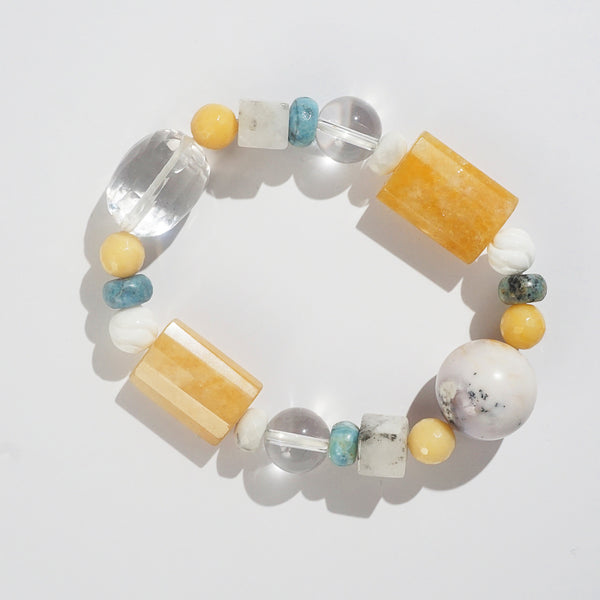 Yellow Calcite, Clear Quartz, and White Agate Mixed Gemstones - Gaea