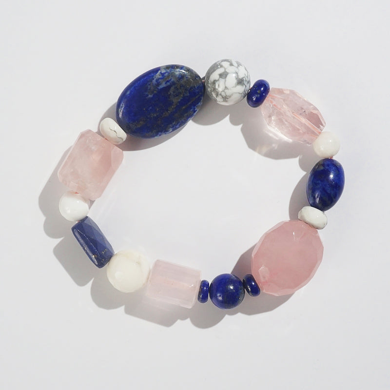 Rose Quartz, Lapis Lazuli, and Howlite Mixed Gemstones