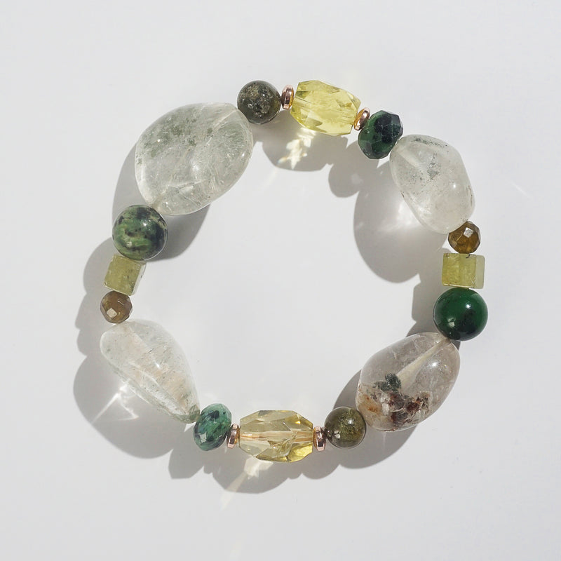 Phantom Quartz, Ruby Zoisite, and Lemon Quartz Mixed Gemstones - Gaea