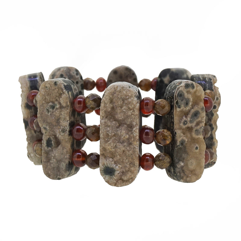 Ocean Jasper, Hessonite Garnet, and African Green Garnet Raw Cuff - Gaea | Crystal Jewelry & Gemstones (Manila, Philippines)