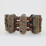 Ocean Jasper, Hessonite Garnet, and African Green Garnet Raw Cuff - Gaea | Crystal Jewelry & Gemstones (Manila, Philippines)