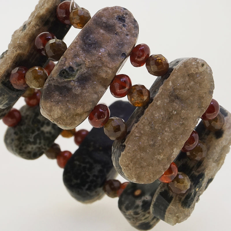 Ocean Jasper, Hessonite Garnet, and African Green Garnet Raw Cuff - Gaea | Crystal Jewelry & Gemstones (Manila, Philippines)