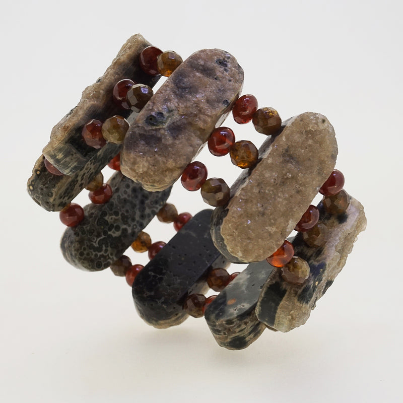 Ocean Jasper, Hessonite Garnet, and African Green Garnet Raw Cuff - Gaea | Crystal Jewelry & Gemstones (Manila, Philippines)