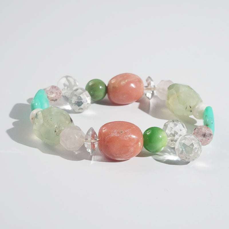 Pink Opal, Prehnite, and Clear Quartz Mixed Gemstones - Gaea