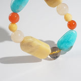 Yellow Calcite, Amazonite, and Smoky Quartz Mixed Gemstones - Gaea