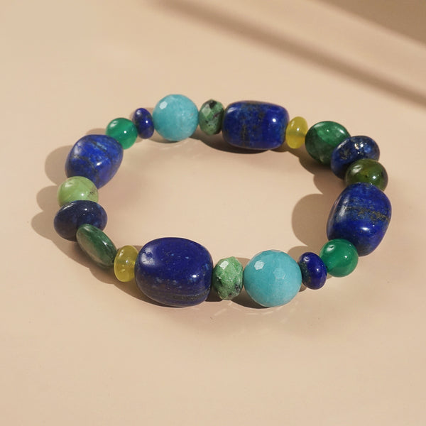 Lapis Lazuli, Green Kyanite, and African Chrysocolla Mixed Gemstones - Gaea