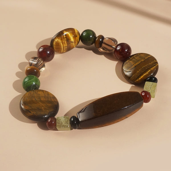 Tiger Eye, Hessonite Garnet, and Smoky Quartz Mixed Gemstones - Gaea