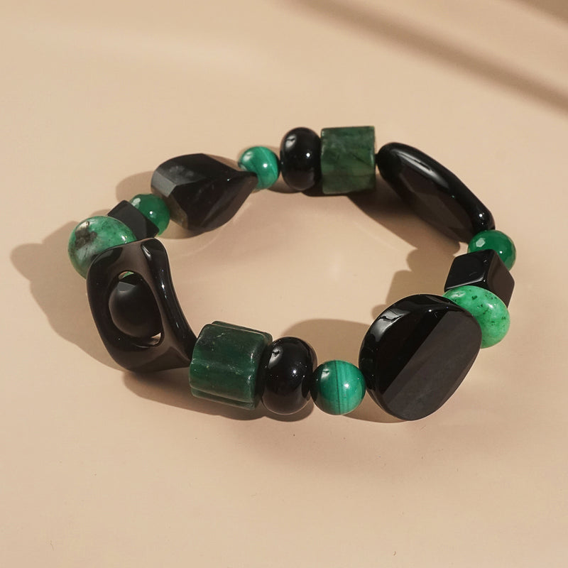 Black Onyx, Malachite, and Green Jasper Mixed Gemstones - Gaea