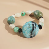 African Blue Opal, Ivory Amazonite, and Black Onyx Mixed Gemstones - Gaea