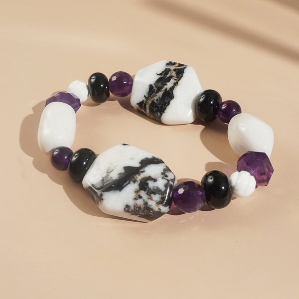 Zebra Jasper, Black Onyx, and Amethyst and Mixed Gemstones - Gaea