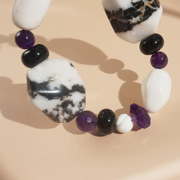 Zebra Jasper, Black Onyx, and Amethyst and Mixed Gemstones - Gaea