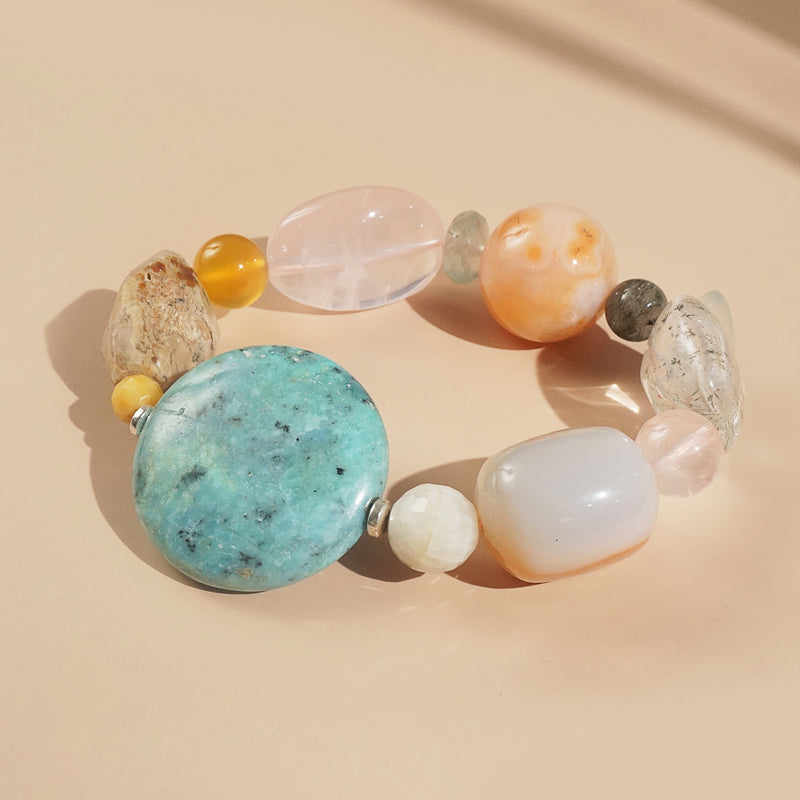 African Blue Opal, Carnelian, and Rose Quartz Mixed Gemstones - Gaea