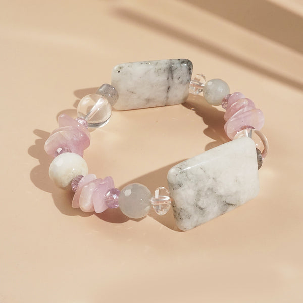 Kunzite, White Pyrite, and Clear Quartz Mixed Gemstones - Gaea