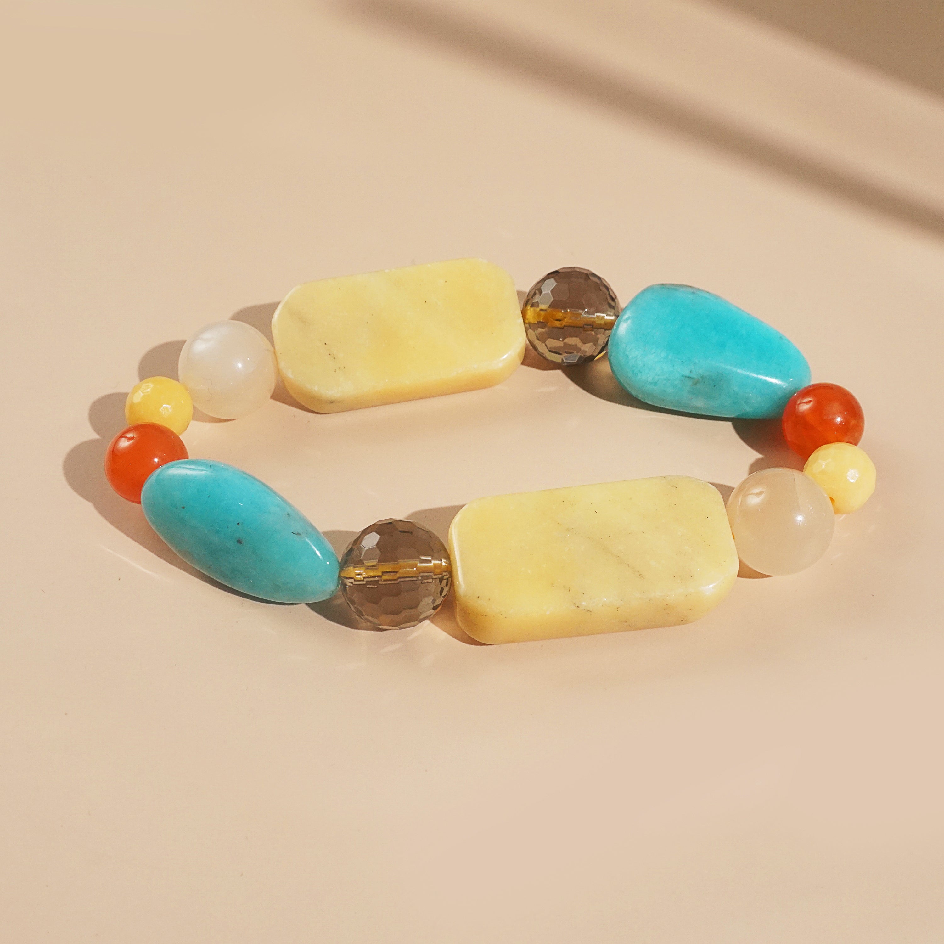 Yellow Calcite, Amazonite, and Smoky Quartz Mixed Gemstones | GAEA