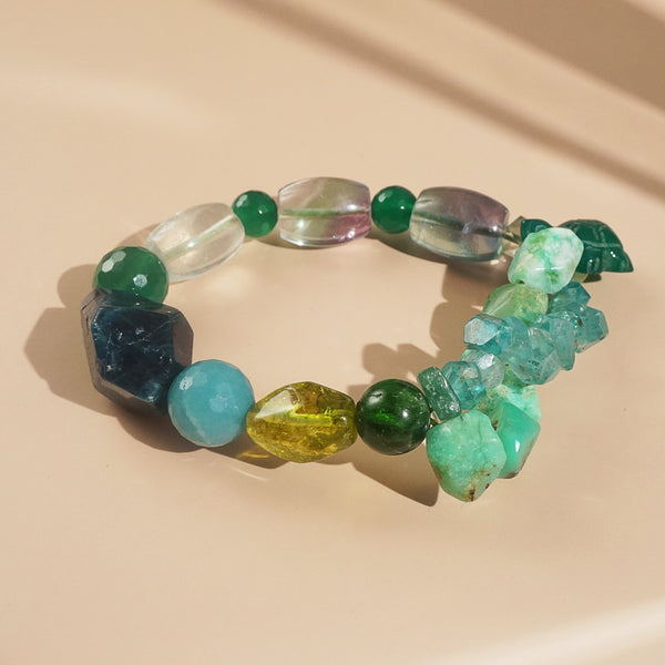 Apatite, Chrysoprase, and Rainbow Fluorite Mixed Gemstones - Gaea