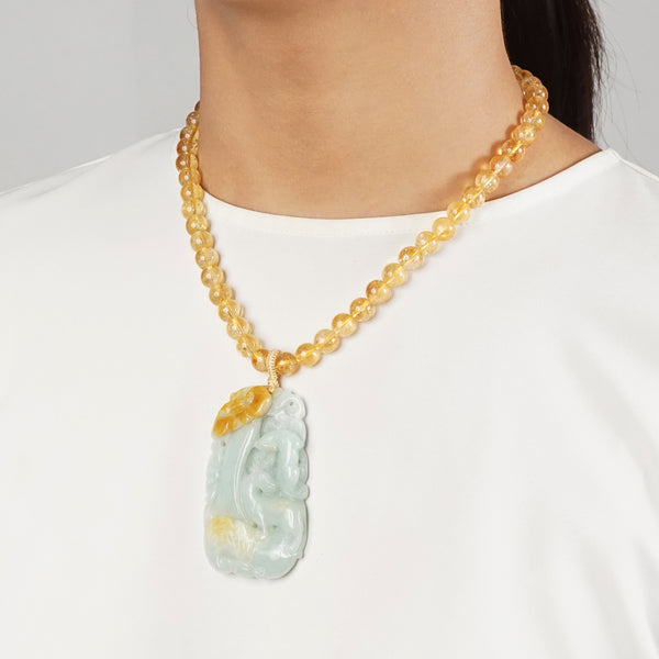 Citrine 8mm with Carved Goat and Bat Burma Jade - Gaea | Crystal Jewelry & Gemstones (Manila, Philippines)