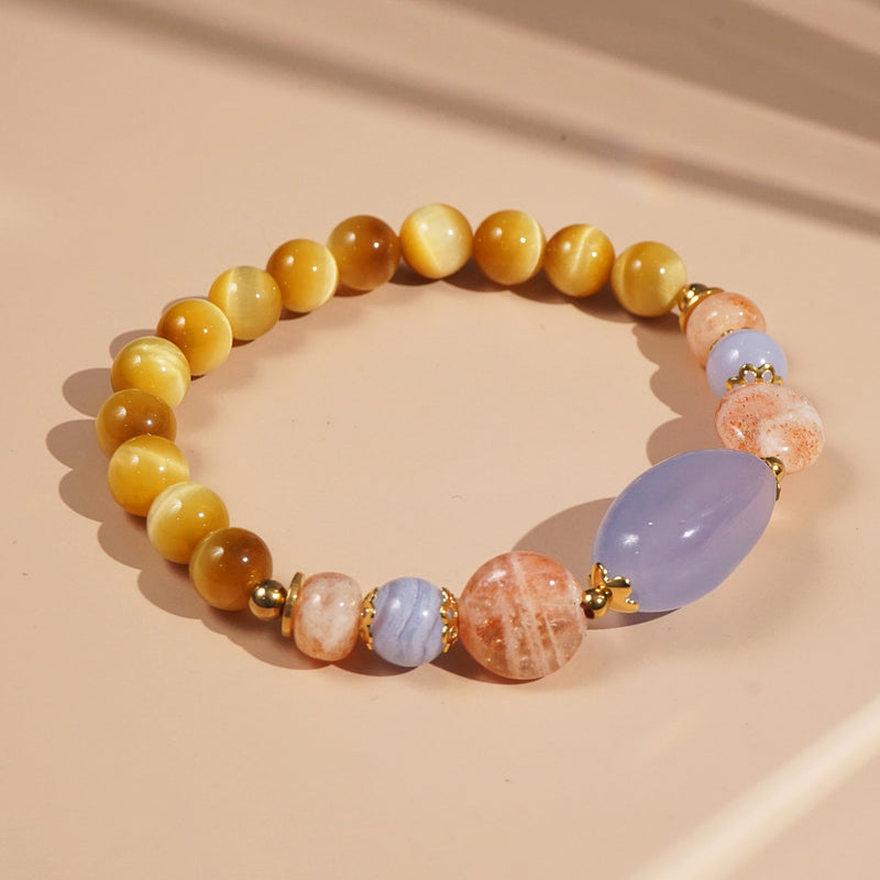 Blue Chalcedony, Tiger Eye, and Sunstone - GAEA