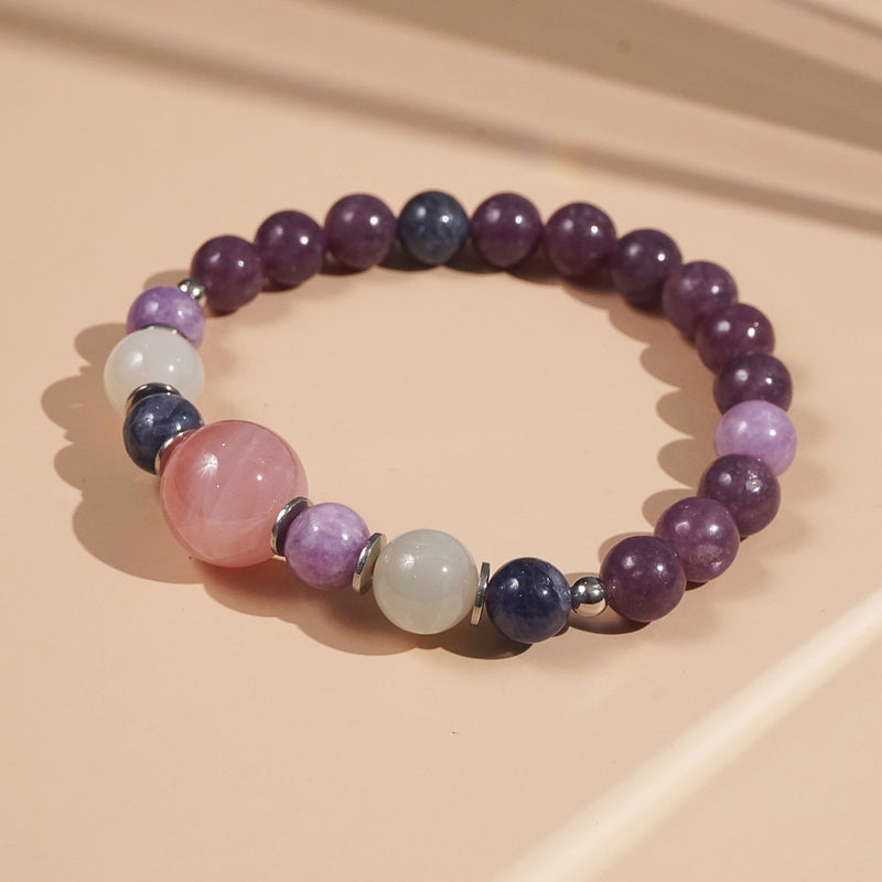 Madagascar Rose Quartz, Lepidolite, Sodalite, and Moonstone - GAEA