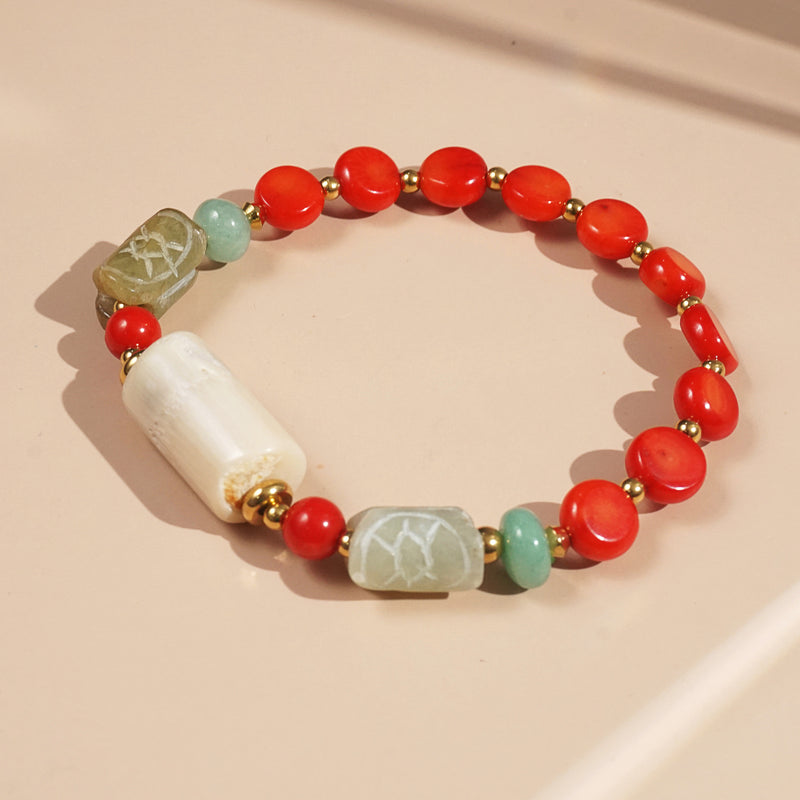 Ivory and Red Coral, Jade, and Aventurine - GAEA